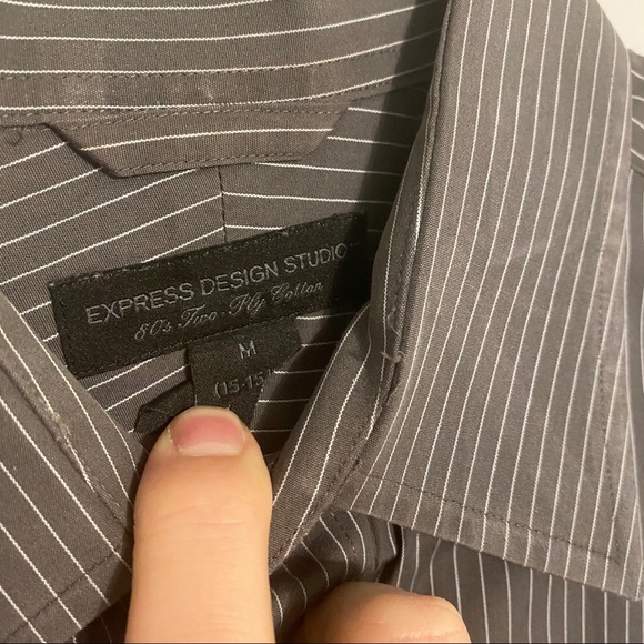 Express Men gray stripe button down Size M - Picture 2 of 2
